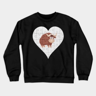 Jigsaw  Yak Heart Design - Wild Animal Yak Crewneck Sweatshirt